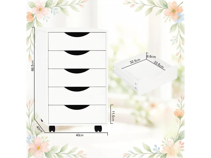  Armoire de rangement mobile, caisson à dossiers, meuble de bureau à roulettes  - Conforama C