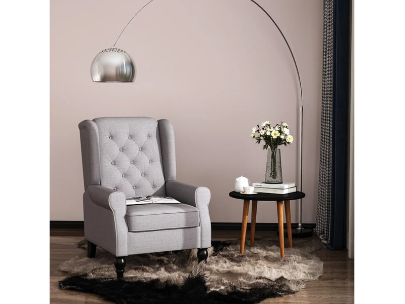 Fauteuil à oreilles modenvie gris en polyester avec capitonnage 74 x 86 x 102 cm - Conforama E