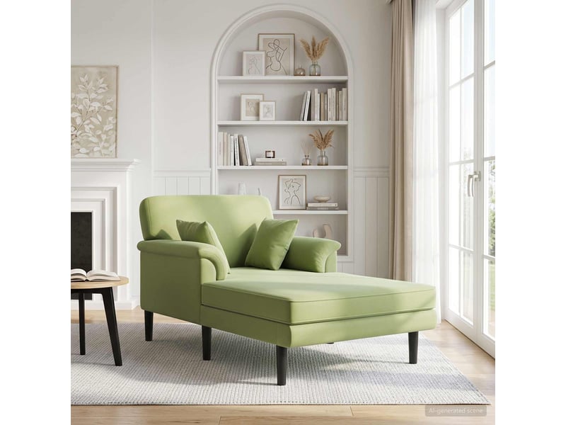  Chaise longue, chaise de salon vert clair velours cf28629  - Conforama B