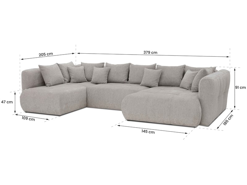  Canapé d'angle beige fixe 5 places  - Conforama H