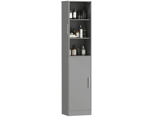 Meuble de salle de bain à 2 portes et 4 étagères réglables, 40 x 35 x 180 cm, gris