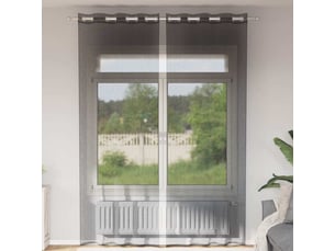 Lot de 2 rideaux en voile, voilages avec œillets noir 140x260 cm cf44389