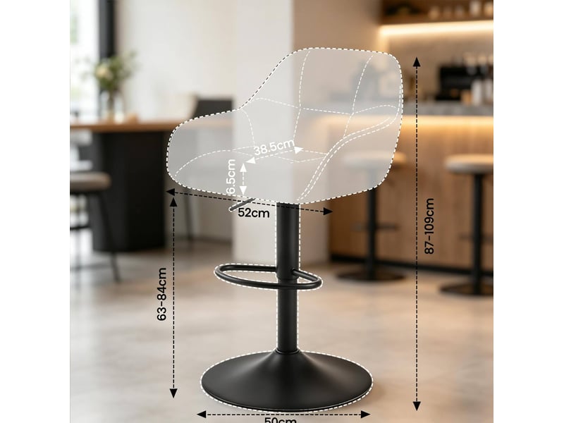  Lot de 2 tabourets de bar réglables et pivotants en chenille et velours côtelé gris foncé  - Conforama E
