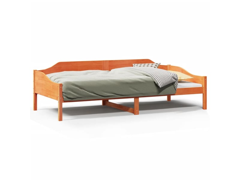  Lit simple- lit adulte -  cadre de lit sans matelas  marron 90x200 cm bois pin massif  - Conforama A