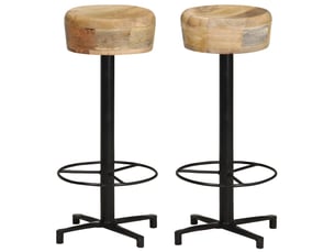 Lot de 2 tabouret de bar, chaise de bar 76 cm bois de manguier massif