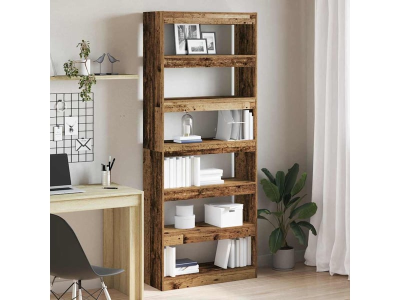 Bibliothèque 6 niveaux, armoire à livres 80 x 30 x 198 cm bois d'ingénierie shl6028 - Conforama B