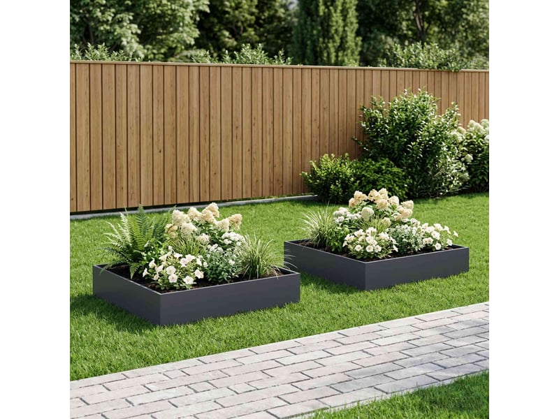  Jardinière - cache-pot de jardin 2 pcs anthracite 80 x 80 x 20 cm  - Conforama B