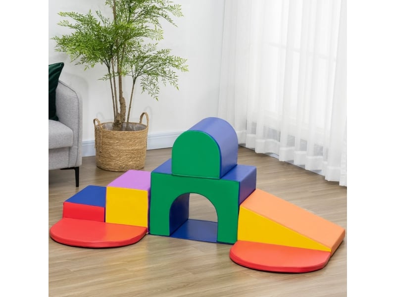  Set de blocs en mousse enfant 170x130x40 cm multicolore en simili cuir, 7 pièces à formes variées  - Conforama B
