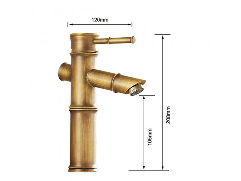  Robinet de lavabo en laiton antique style bambou - mélangeur eau chaudefroide à poignée unique pour évier salle de bain  - Conforama C