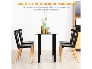 Lot de 4 chaises style scandinave dossier haut assise en polypropylène pieds en hêtre noir 48 x 52,5 x 83 cm