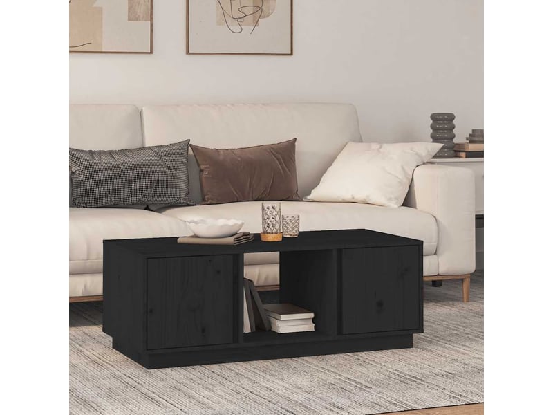  Table basse rectangulaire | table de salon noir 110x50x40 cm bois massif de pin shl7307  - Conforama B