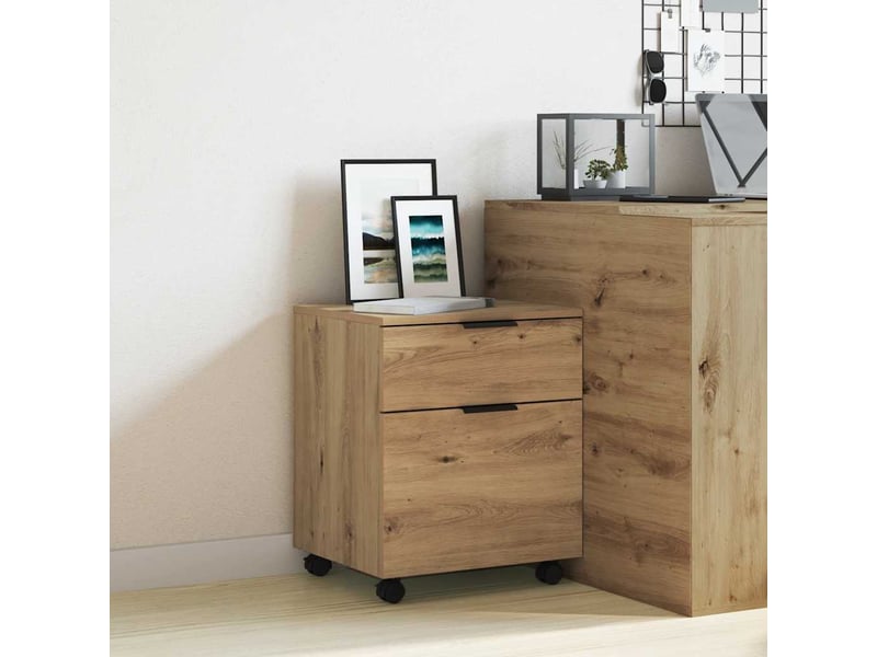  Caisson de bureau, classeur mobile avec roues chêne artisanal 45x38x54 cm  - Conforama B