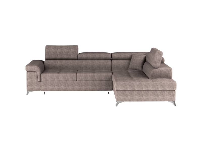  Canapé d'angle convertible palazzo 4 places marron – angle droit avec coffre  - Conforama A