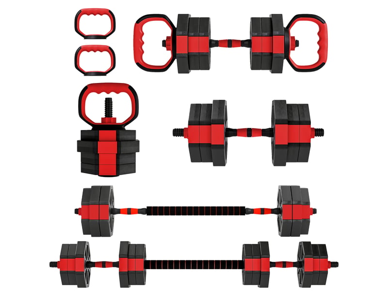  Ensemble d'haltères 6 en 1, réglables jusqu'à 20 kg, pour l'entraînement musculaire à domicile  - Conforama B