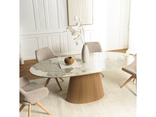 Ugo - table à manger 200x90cm plateau céramique pieds bois ugo (2 colis)