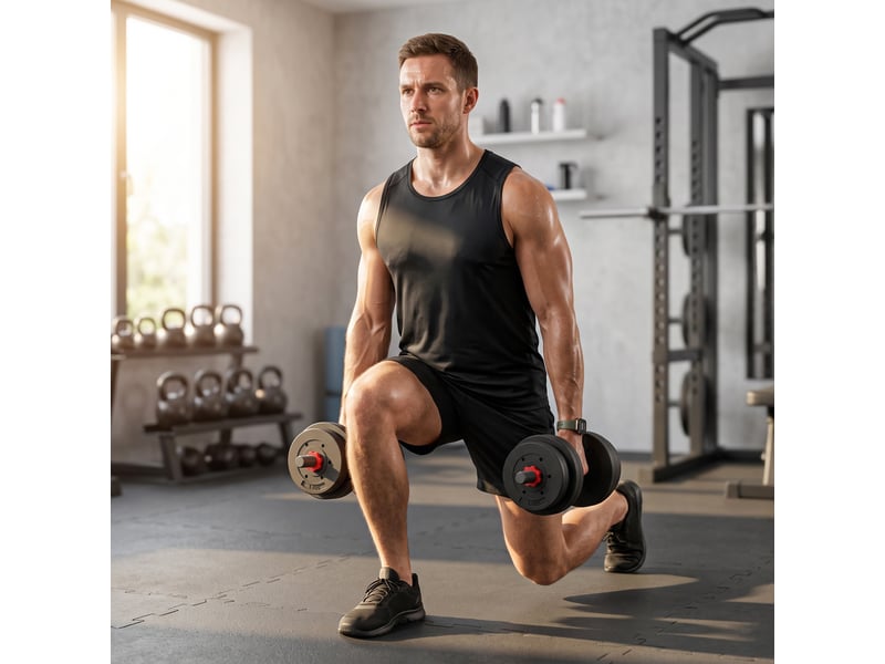  Ensemble d'haltères réglables 4 en 1 de 20 kg avec barres de connexion et barre d'extension pour salle de sport à domicile - noir  - Conforama D