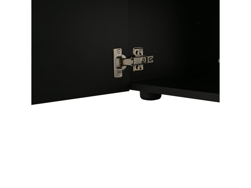  Buffet 2 portes, 4 tiroirs et led pour salon 160×35×70 cm en panneaux de particules noir  - Conforama D