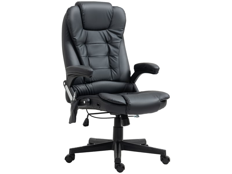  Fauteuil de bureau massant et chauffant, chaise de bureau ergonomique, bois, 62x68x121cm, noir  - Conforama A