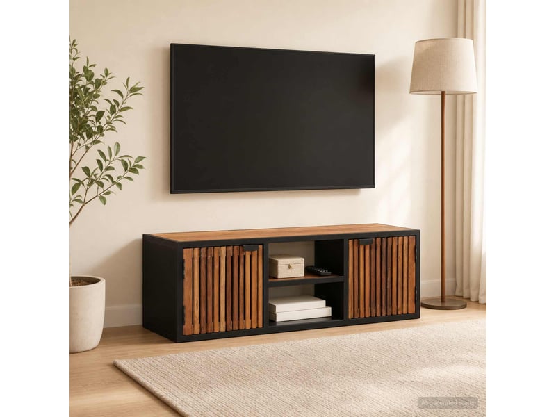  Meuble tv - banc tv - meuble de rangement fait main 105 x 30 x 35 cm bois de mangue massif  - Conforama B