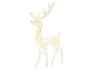 Renne de décoration de noël acrylique 140 led blanc chaud 128 cm