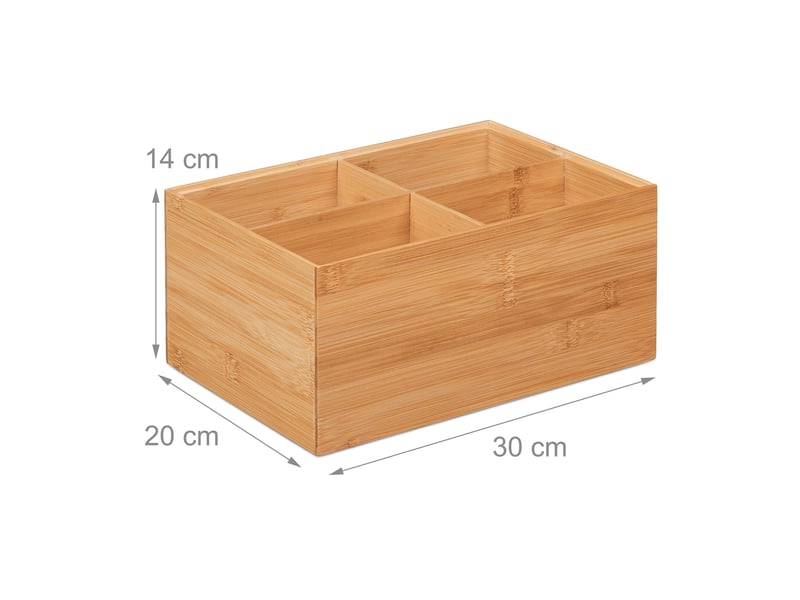  Boîte de rangement empilable 4 compartiments 14 x 30 x 20 cm pratique décorative en bambou naturel 13_0012731  - Conforama B