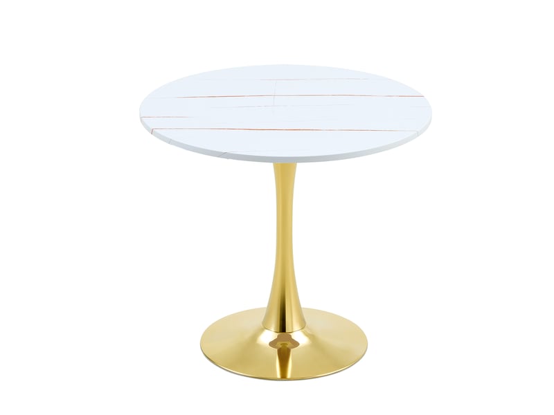  Table à manger ronde,80x80x76 cm,design tulipe,mdf et métal,blanche  - Conforama A