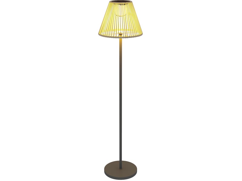  Lampadaire solaire d'extérieur ø33 x 135 cm en acier et rotin pe avec capteur lumineux gris chicfurn  - Conforama A