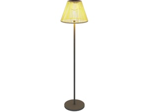 Lampadaire solaire d'extérieur ø33 x 135 cm en acier et rotin pe avec capteur lumineux gris chicfurn