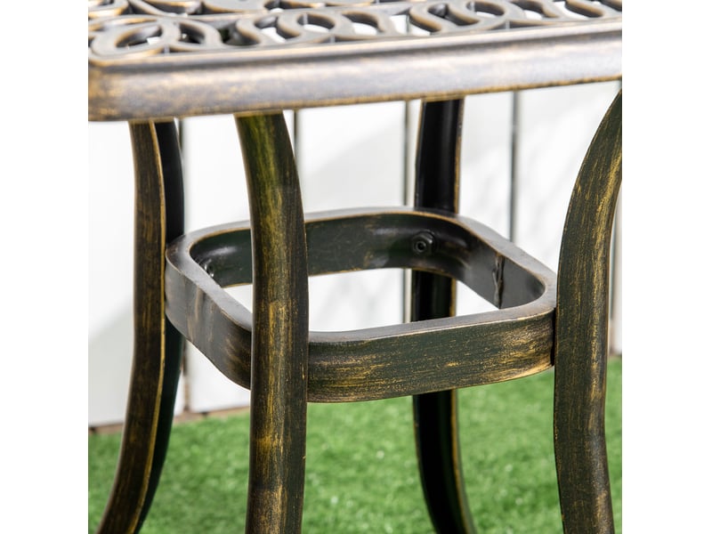  Table d'appoint de terrasse avec trou pour parasol 54x54x52,5 cm métal bronze  - Conforama E