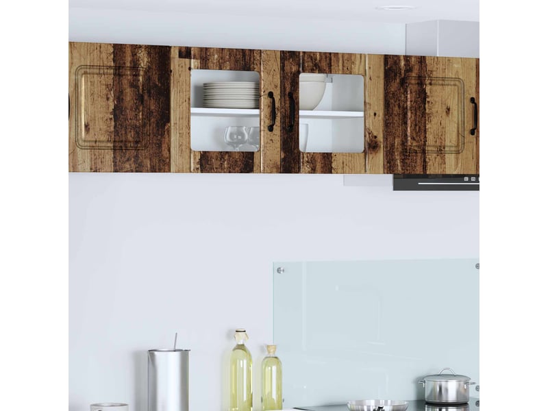  Meuble mural de cuisine, cabinet en verre mural bois ancien 80x31x40cm shl8384  - Conforama B