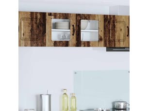 Meuble mural de cuisine, cabinet en verre mural bois ancien 80x31x40cm shl8384