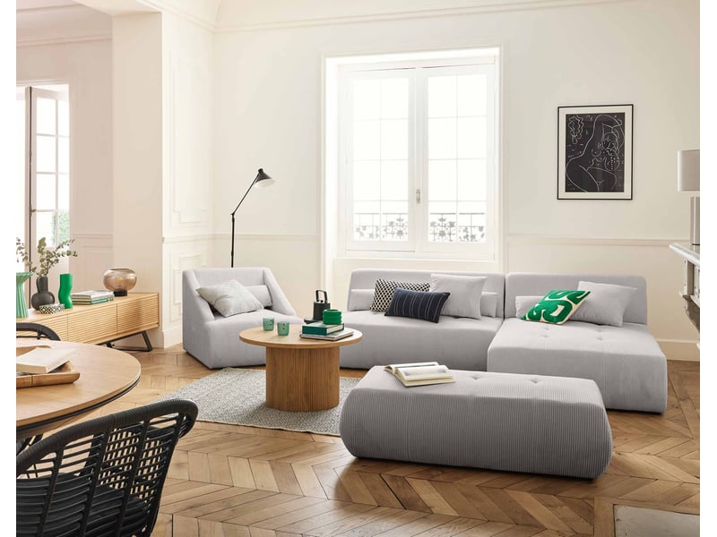  Onyx - canapé modulable d'angle réversible 4 places - en velours côtelé - lisa design - gris clair ONYX - Conforama B