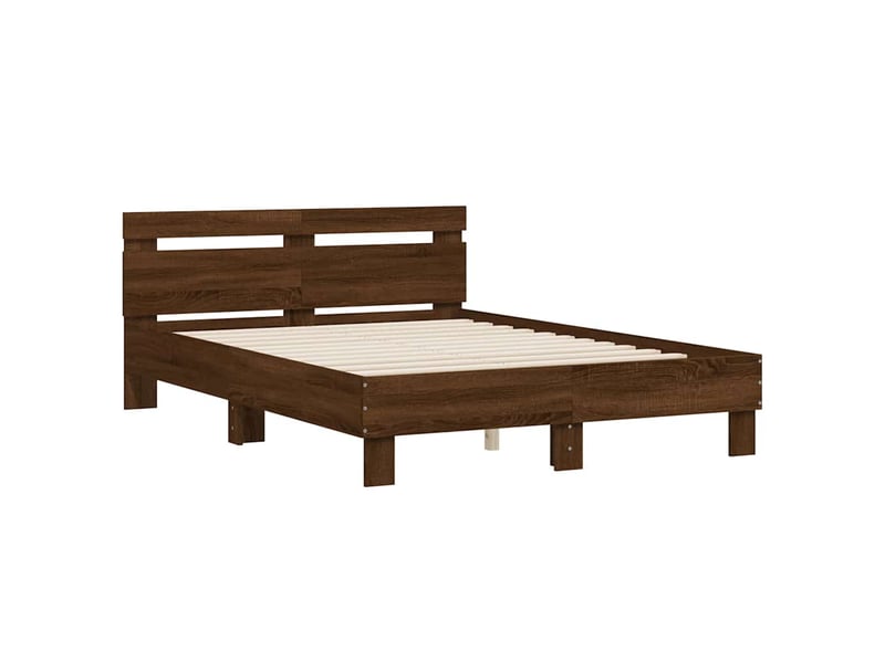  Lit double- lit adulte -  cadre de lit sans matelas chêne marron 135x190 cm  - Conforama B