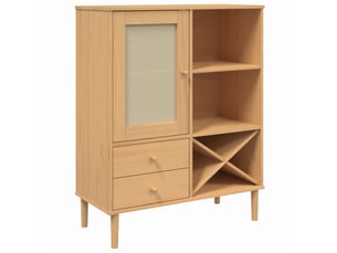 Buffet - bahut - meuble de rangement senja aspect rotin marron 90x40x112cm bois massif de pin