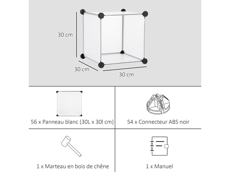  Meuble de rangement modulable, 16 cubes, meuble à chaussures, vêtements, livres, jouets, blanc  - Conforama R