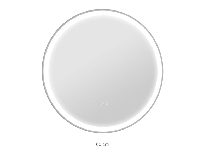  Miroir de salle de bains led 60x60x3 cm tactile avec fonction mémoire métal blanc  - Conforama D