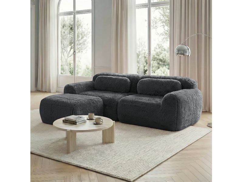  Canapé d'angle 2 places 204x179x73 cm modulaire gris  - Conforama C