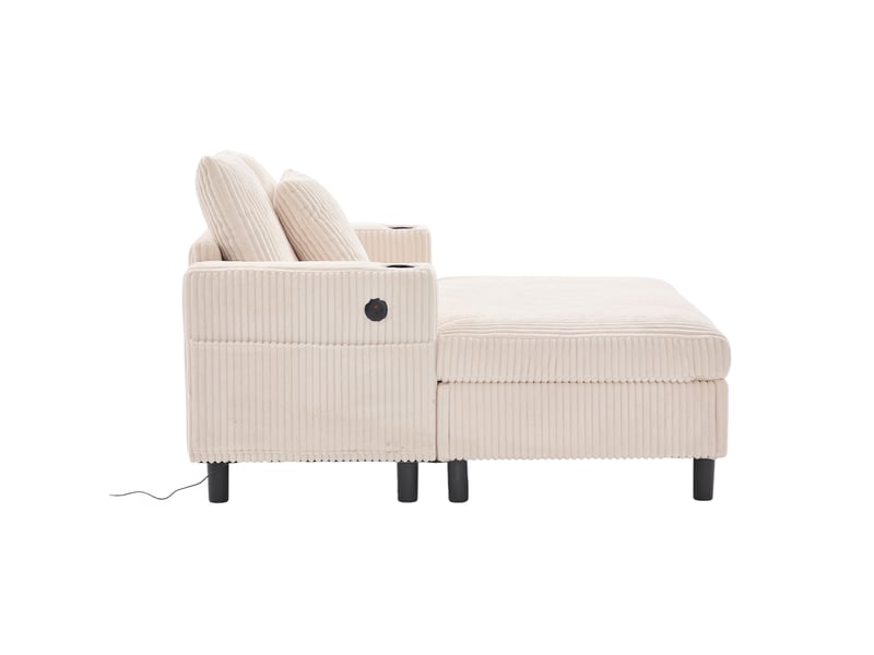  Fauteuil chaise longue xxl usb led porte-gobelets latéraux éclairage d’ambiance salon chambre véranda  - Conforama E
