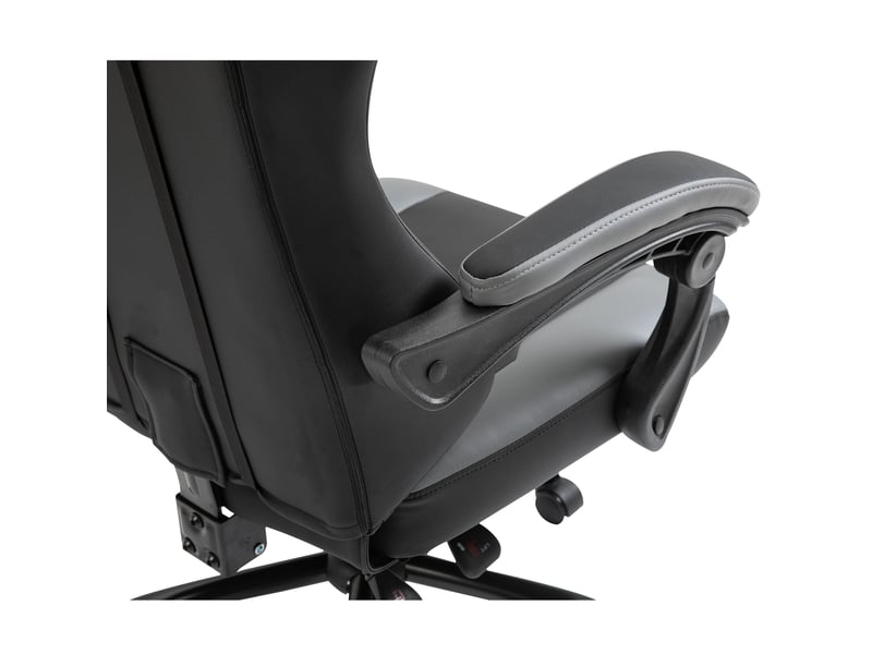  Fauteuil gaming noir en mousse, hauteur réglable, dossier inclinable 160 degrés avec repose-pieds rétractable  - Conforama E