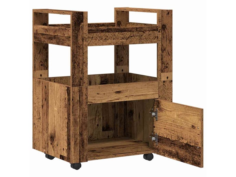 Desserte de cuisine, chariot de rangement bois ancien 60x45x80 cm shl62918 - Conforama E