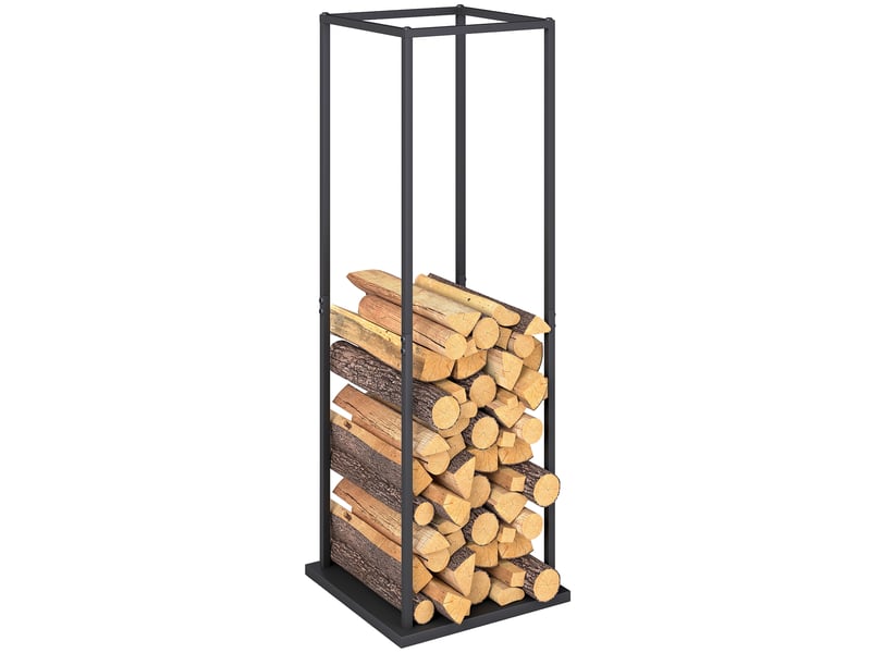  Porte-bûches métallique vertical noir mat, 33 x 33 x 110 cm, charge 100 kg  - Conforama A