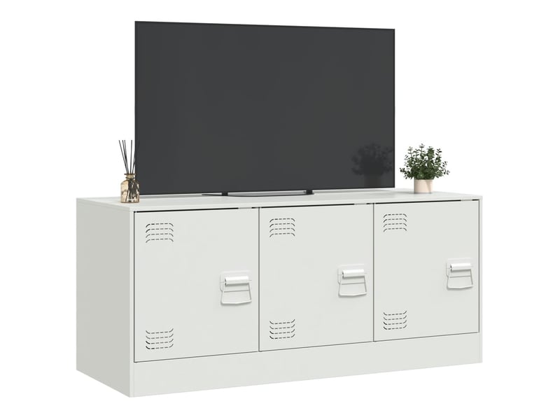  Meuble tv - banc tv - meuble de rangement blanc 99x39x44 cm acier  - Conforama E