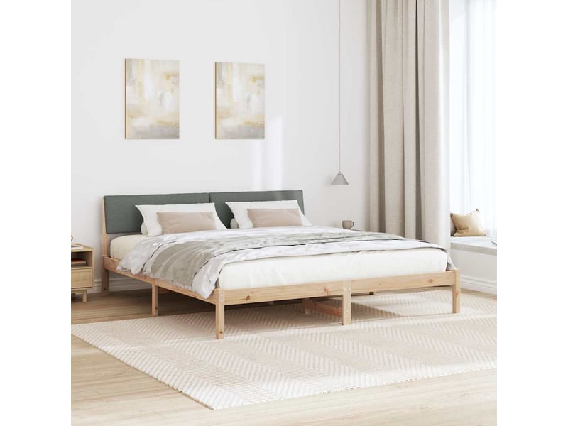Lit double- lit adulte - cadre de lit avec tête de lit marron et gris foncé 200 x 200 cm - Conforama C