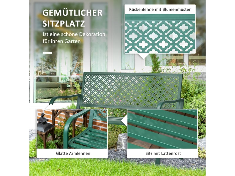  Banc de jardin 2 places en acier vert 127 x 63 x 83 cm  - Conforama D
