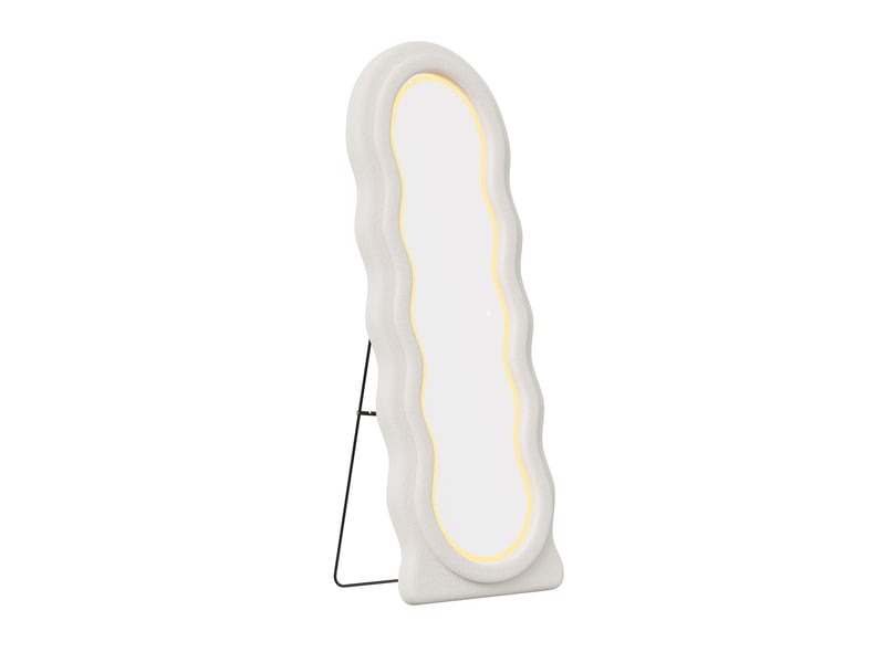  Miroir sur pied led - 45 x 150 cm - blanc - miroir corps entier en verre trempé avec cadre irrégulier et éclairage  - Conforama D