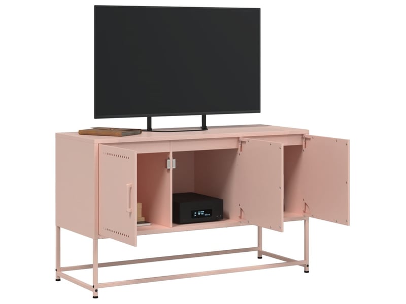  Meuble tv - banc tv - meuble de rangement rose 100,5x39x60,5 cm acier  - Conforama E