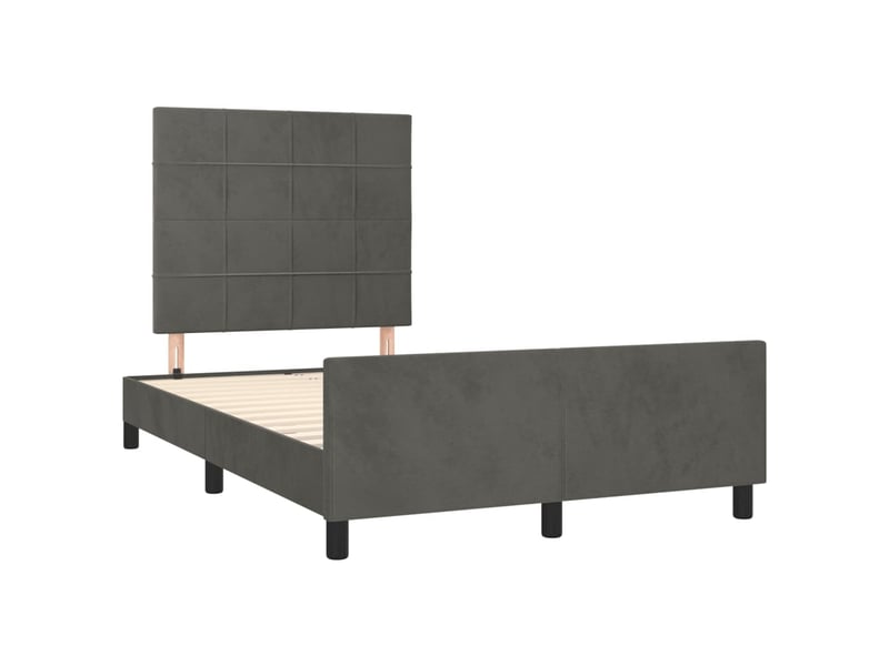 Lit double- lit adulte - cadre de lit sans matelas gris foncé 120x190 cm velours - Conforama B