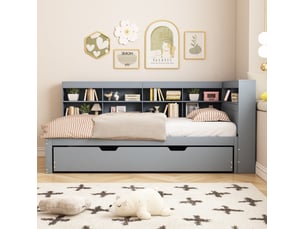 Lit gigogne 90x200 cm VIVRYN coloris gris