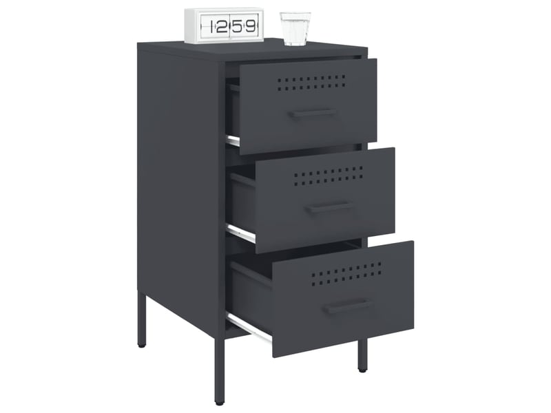  Lot de 2 table de chevet - cabinet de chevet - table de nuit anthracite 36x39x68 cm acier  - Conforama C