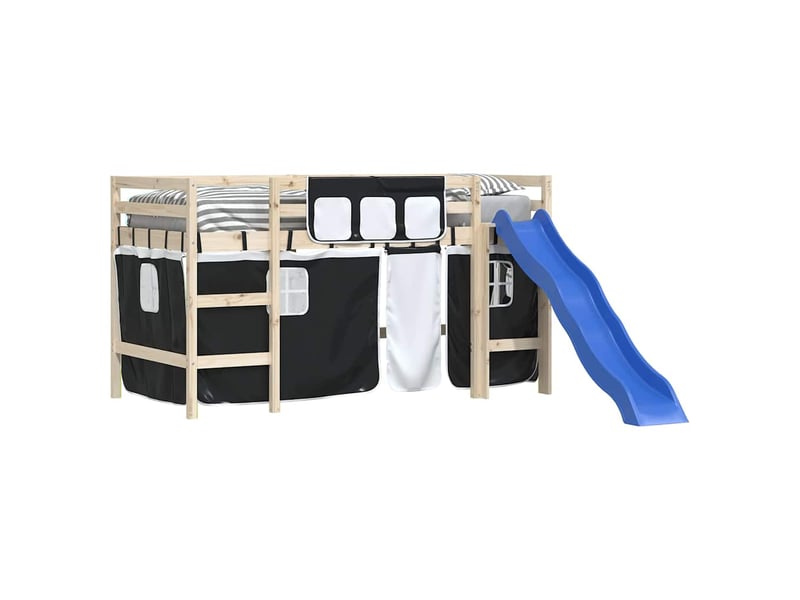  Rideaux pour lit mezzanine blanc et noir polyester cf44937  - Conforama D